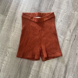 Free People Women's Ribbed Knit Burnt Orange Brown Lounge Shorts